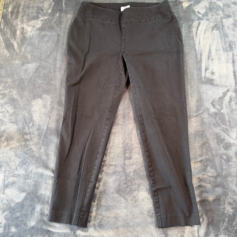 Crown & Ivy Women's 10P Petite Charcoal Pull On Straight Ankle Pants